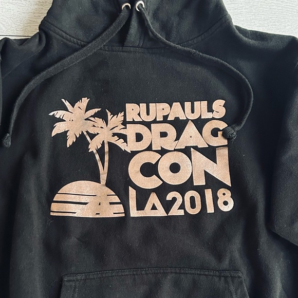 RuPaul hoodie Drag Con 2018 Black with metallic bronze graphics Small unisex EUC - Picture 3 of 5
